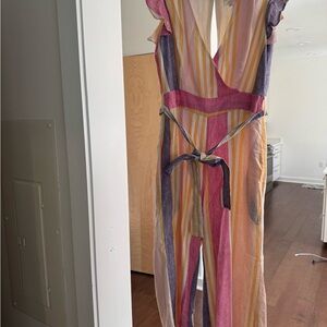 Line & Dot Colorful Striped Jumpsuit